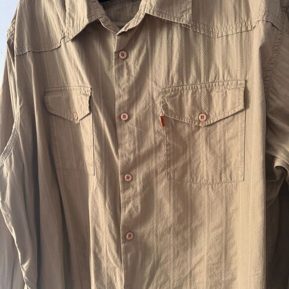 Levis 3xl 100% cotton tan mens casual button down shirt - Picture 2 of 4